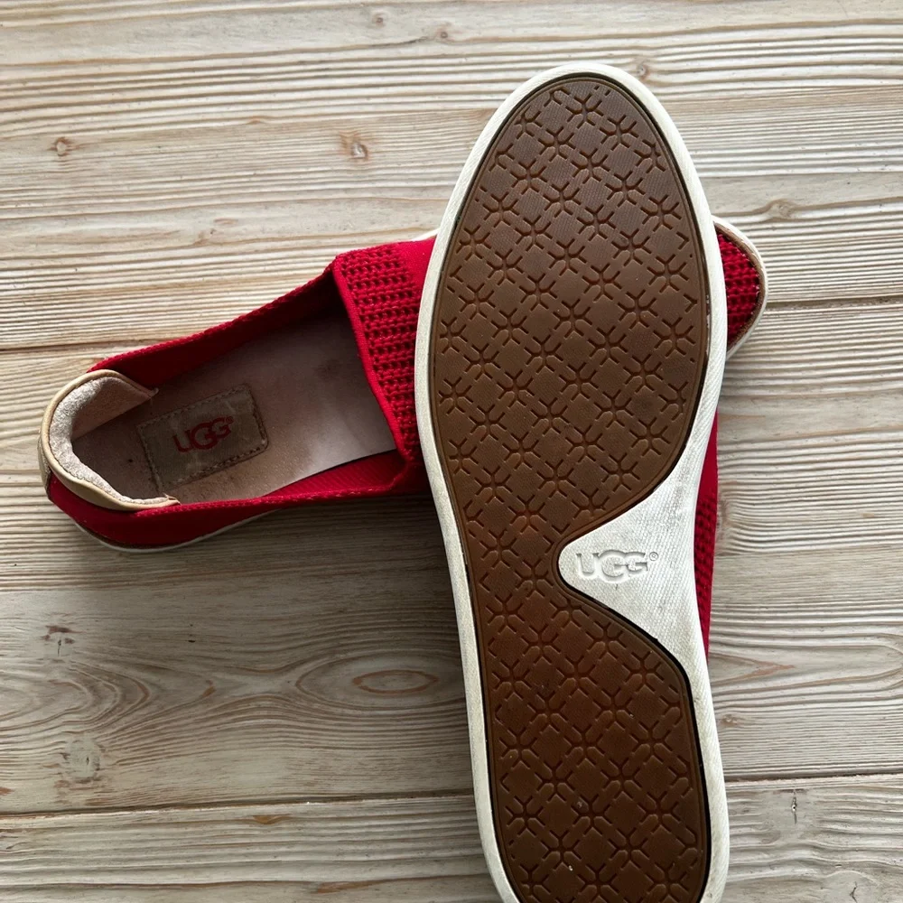 UGG Red Knit Slip-On Sneakers | Size 9.5| Casual Comfort Flats